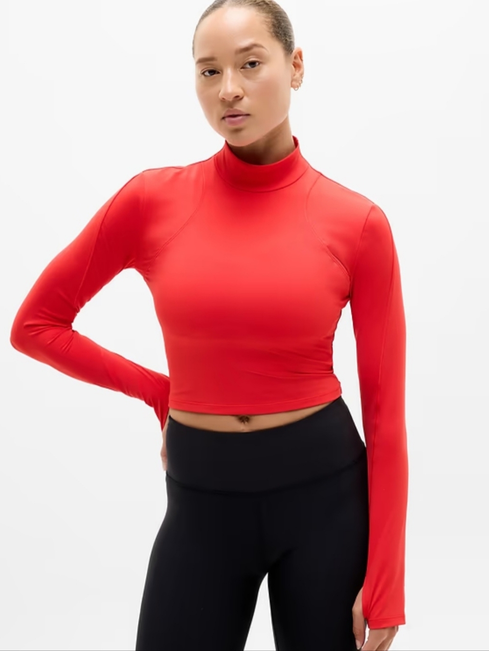 Athleta Summit Mesh Crop Top in Cardinal